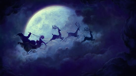 Santa claus flying wallpaper